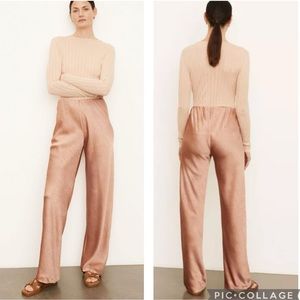 Vince Satin Bias Pull On Pants Wide Leg Terra Rose XL